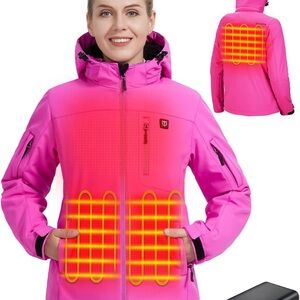 Women's Pink Heated Ski Jacket